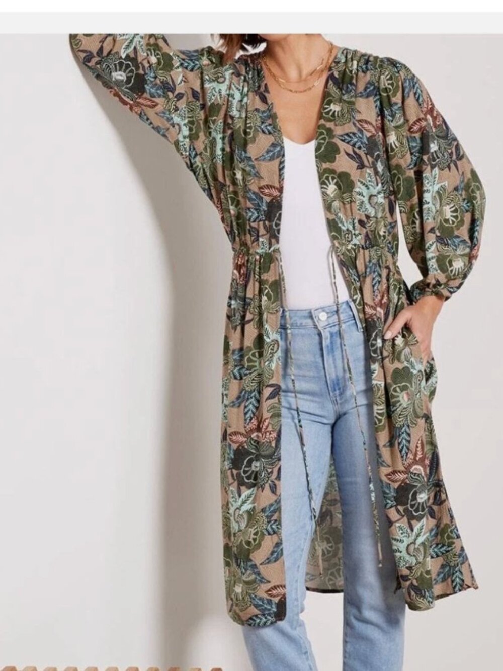 EVEREVE Mindy Floral Wrap Dress Duster size M/L